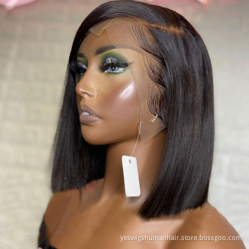 Hd Full Lace Front Wig Raw Brazilian 100% Virgin Natural Human Hair Transparent Lace Frontal Bob Wigs Human Hair For Black Women